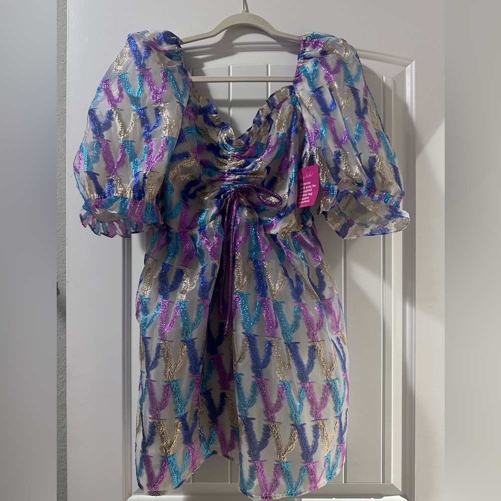 Buddy Love Vibrant Puff Sleeve Mini Dress